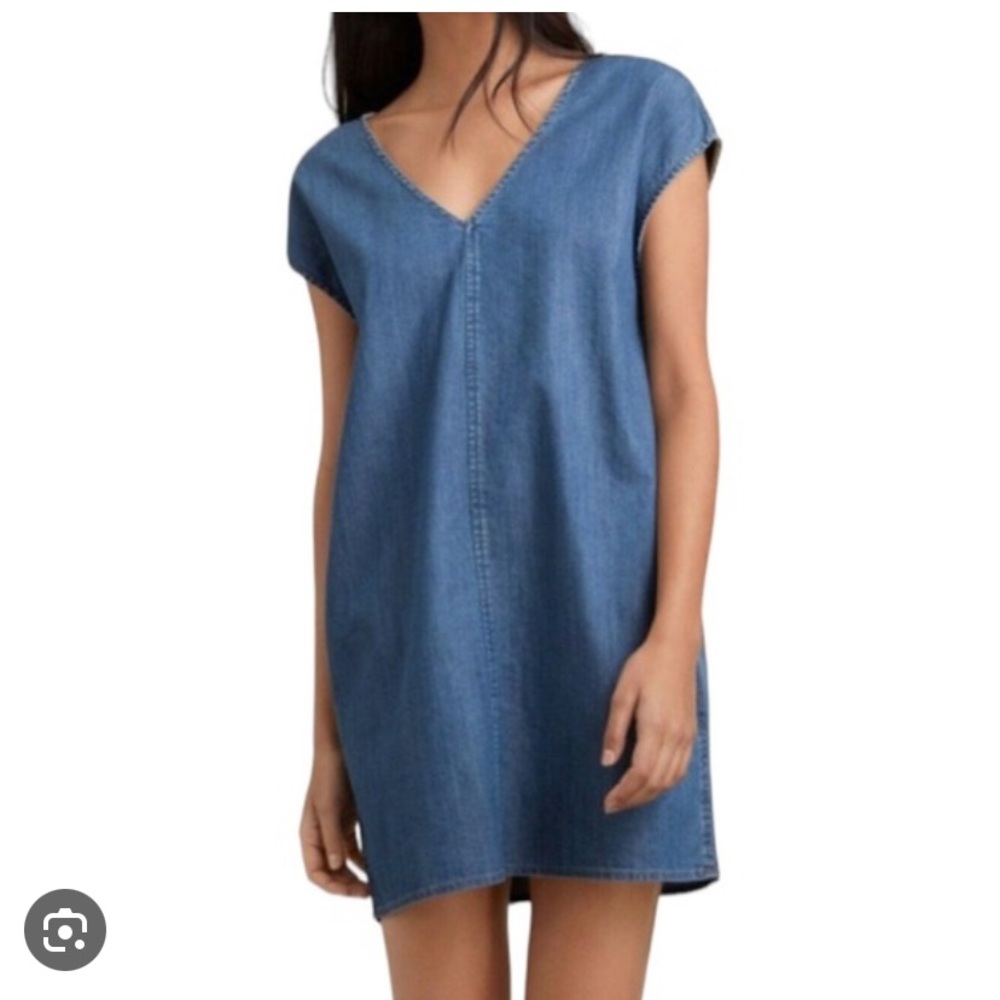 TNA Blue Denim V-Neck Mini Dress